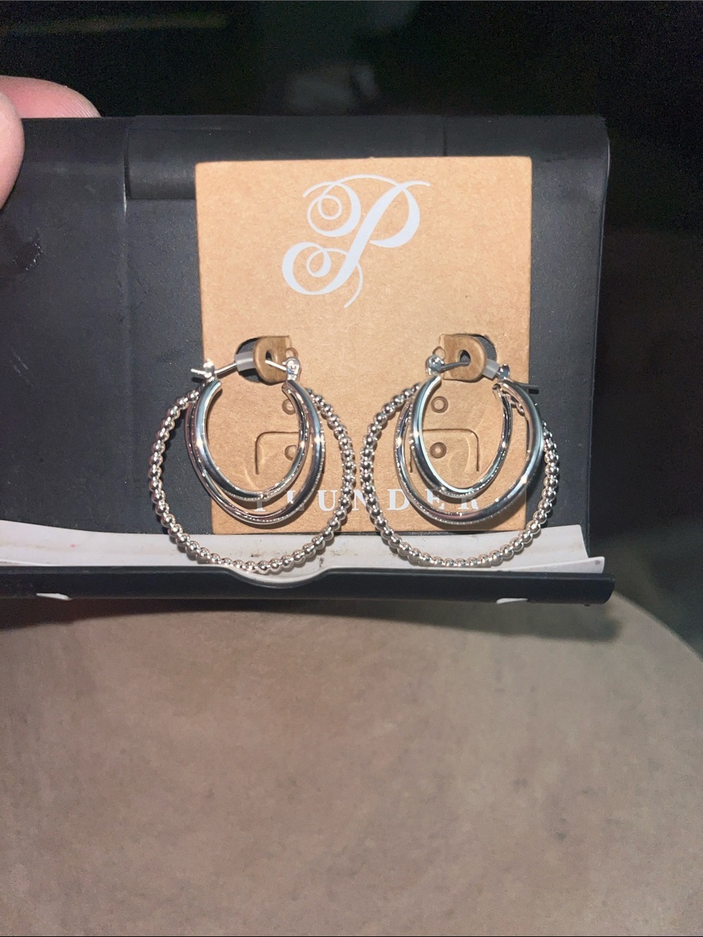Pulsar Silver tone Triple-Hoop Dangle Earrings- NWT